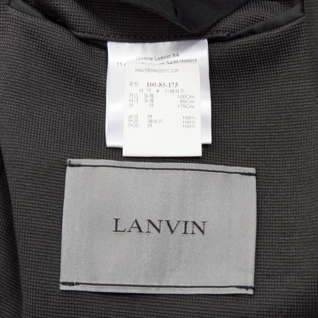 LANVIN grey cotton overtitched darts frayed edge pocketed blazer FR48 M