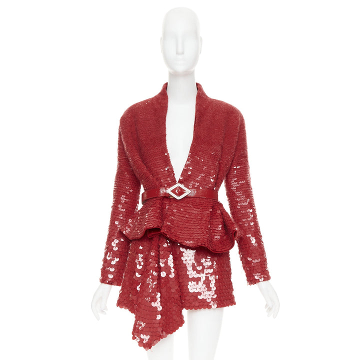 ALEXANDRE VAUTHIER COUTURE SS2022 Runway red gradient bead sequin peplum jacket