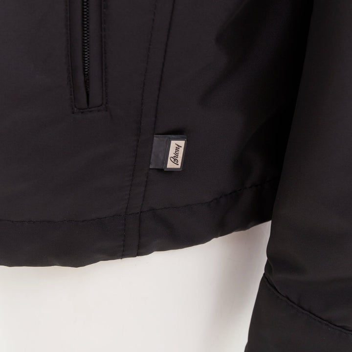 BRIONI black water repellent nylon  plush lined storm jacket M