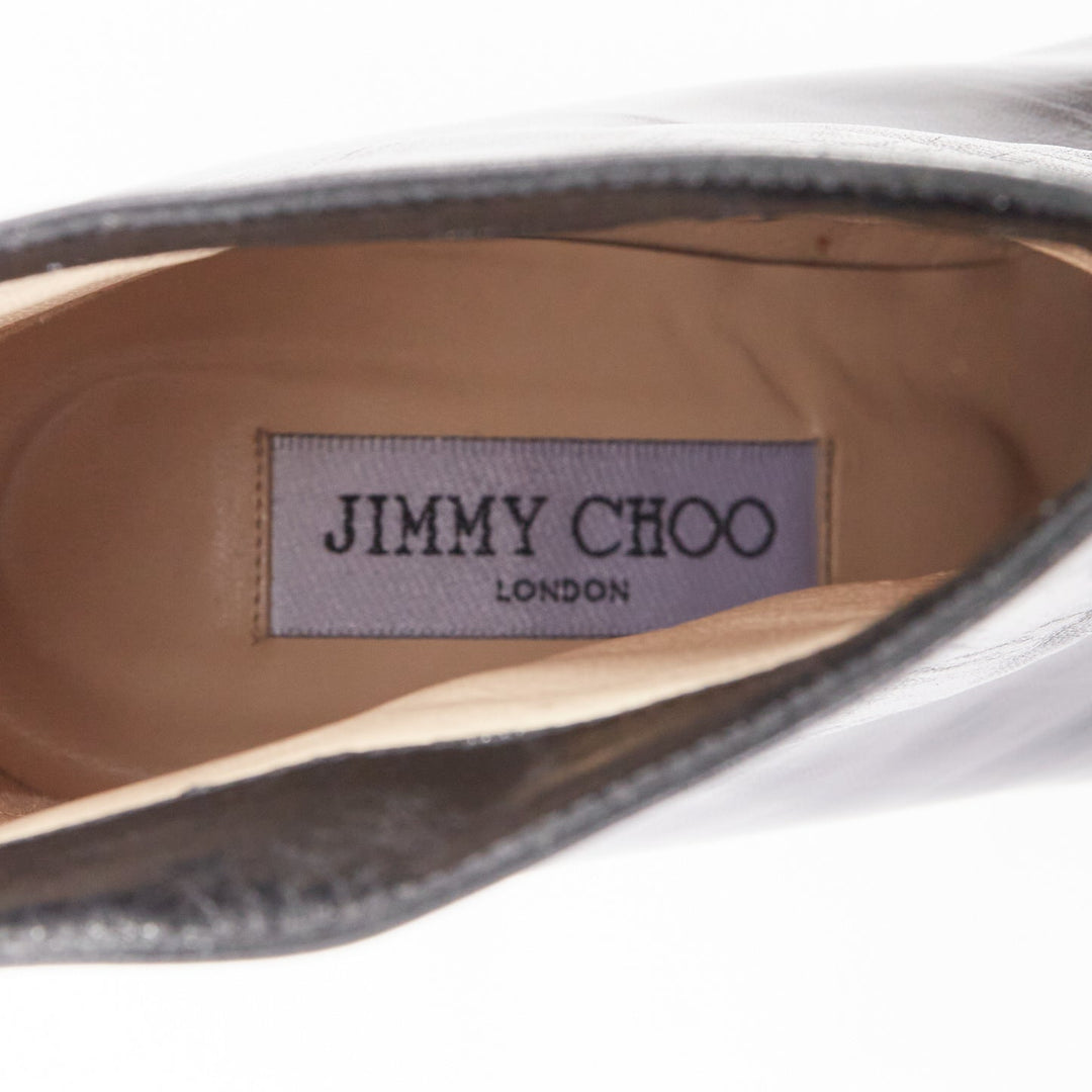 JIMMY CHOO black pointed square toe spool heeled ankle boots EU39.5