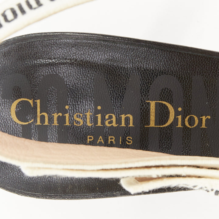 CHRISTIAN DIOR 2019 J'Adior black white houndstooth Ribbon sling pumps EU37.5D