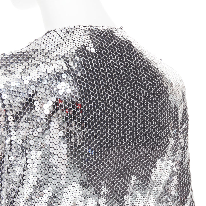 ALEXANDRE VAUTHIER COUTURE SS2015 Runway silver sequin plunge neck gown dress