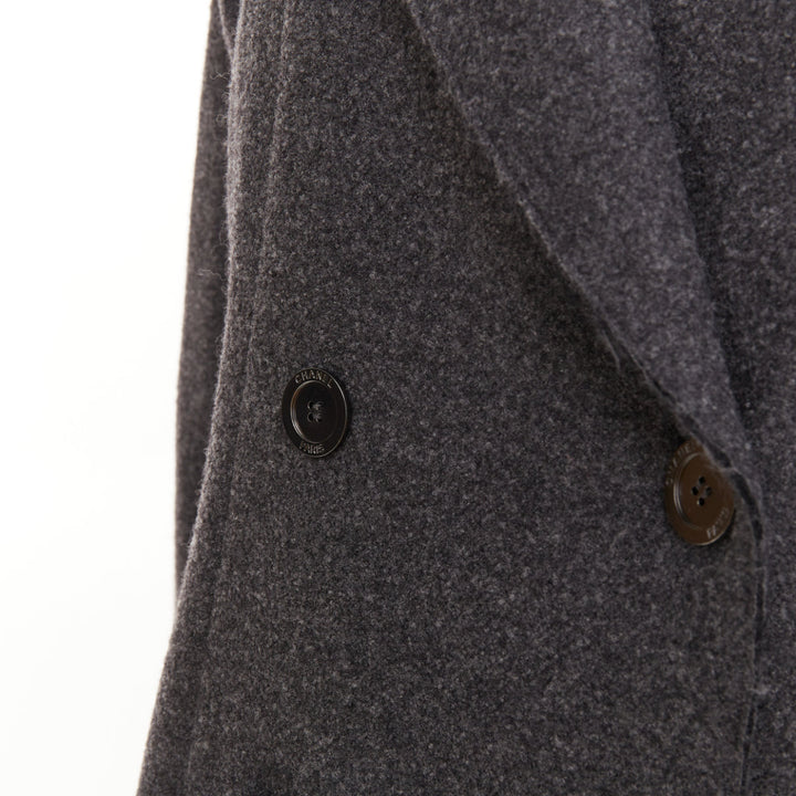 CHANEL 2011 Byzance grey wool oversized cape collar double breasted coat