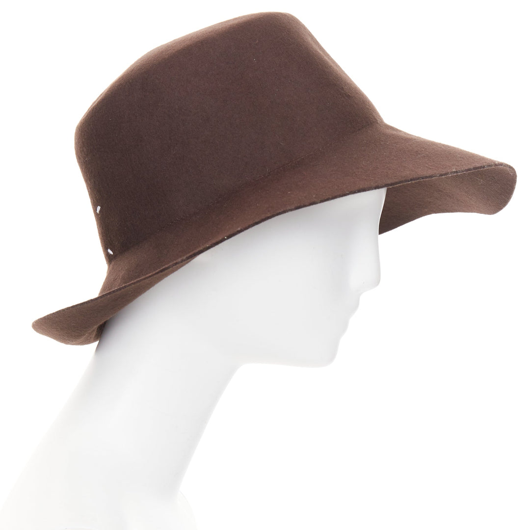 MAISON MARGIELA Line 10 brown wool felt wide brim casual floppy hat L