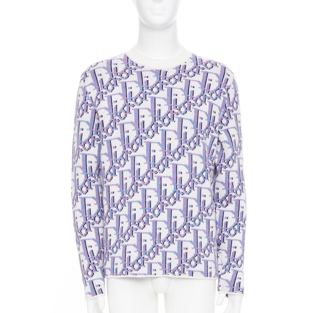 DIOR HOMME Multicolored Oblique jacquard wool cashmere blend sweater S