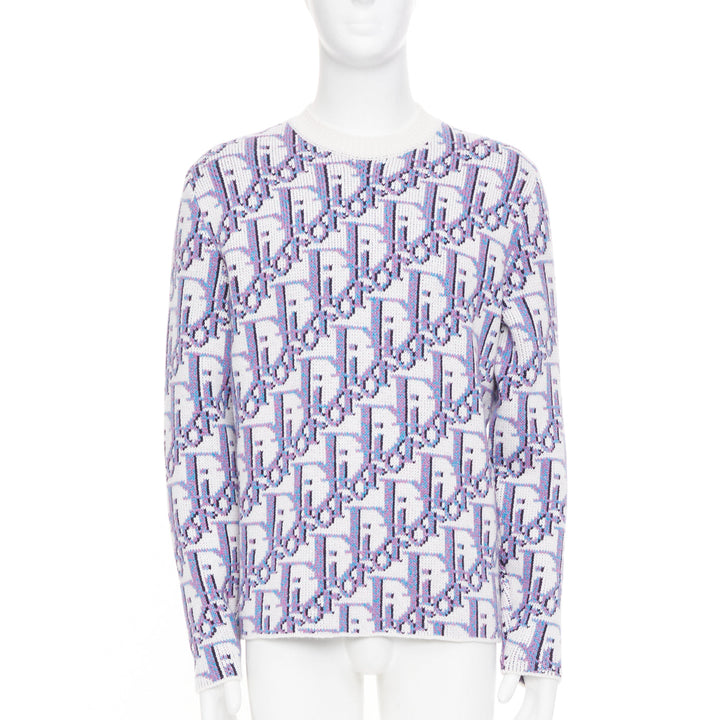 DIOR HOMME Multicolored Oblique jacquard wool cashmere blend sweater S