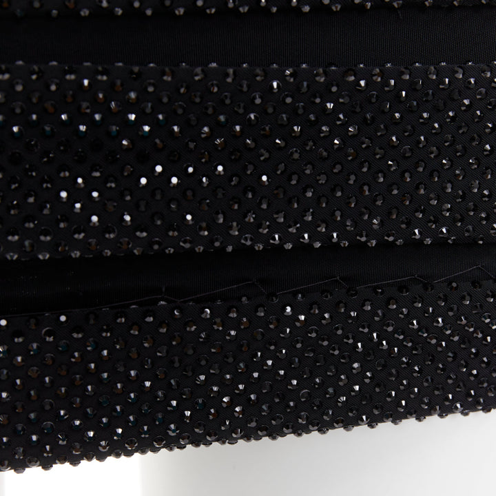 ALEXANDRE VAUTHIER  black crystal strass stretched panel bandage mini slip dress