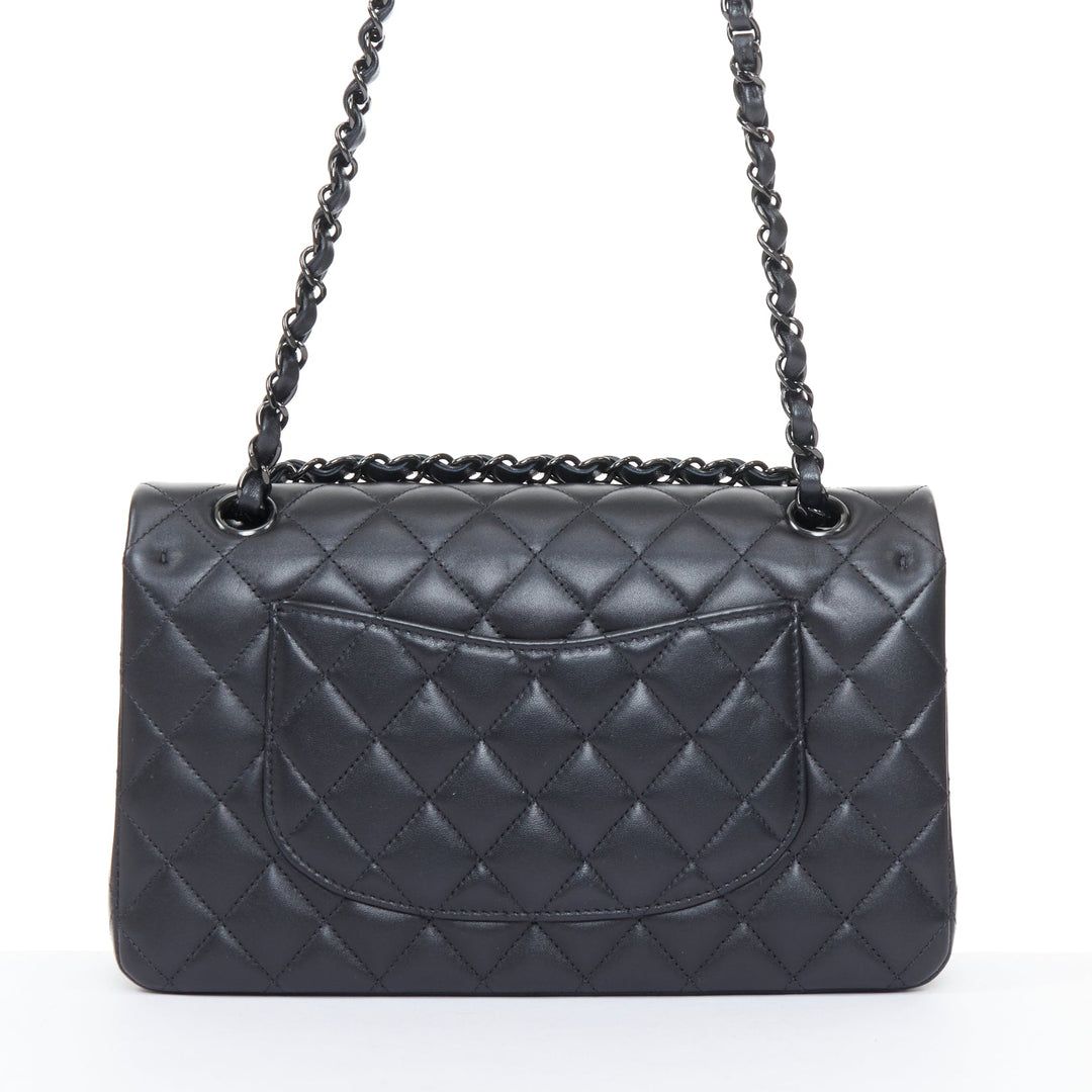 CHANEL So Black 11.12 Medium Classic Double Flap quilted lambskin shoulder bag