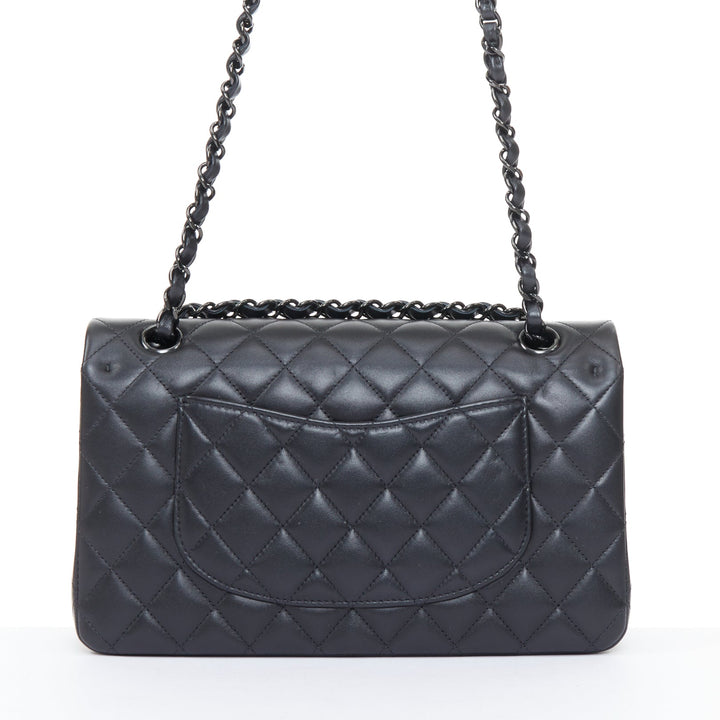 CHANEL So Black 11.12 Medium Classic Double Flap quilted lambskin shoulder bag