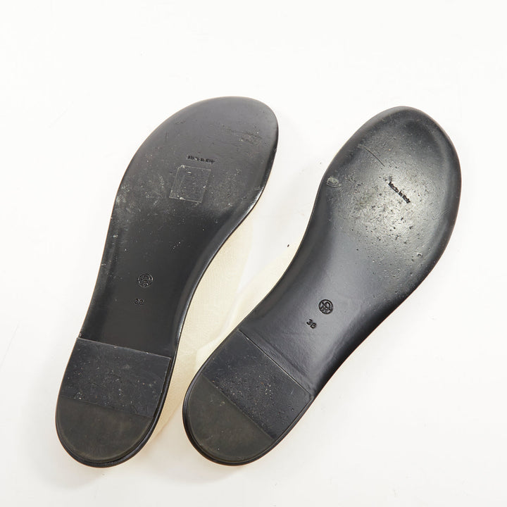 THE ROW Sock Mesh white sheer nylon black leather sole minimal ballet flats EU38