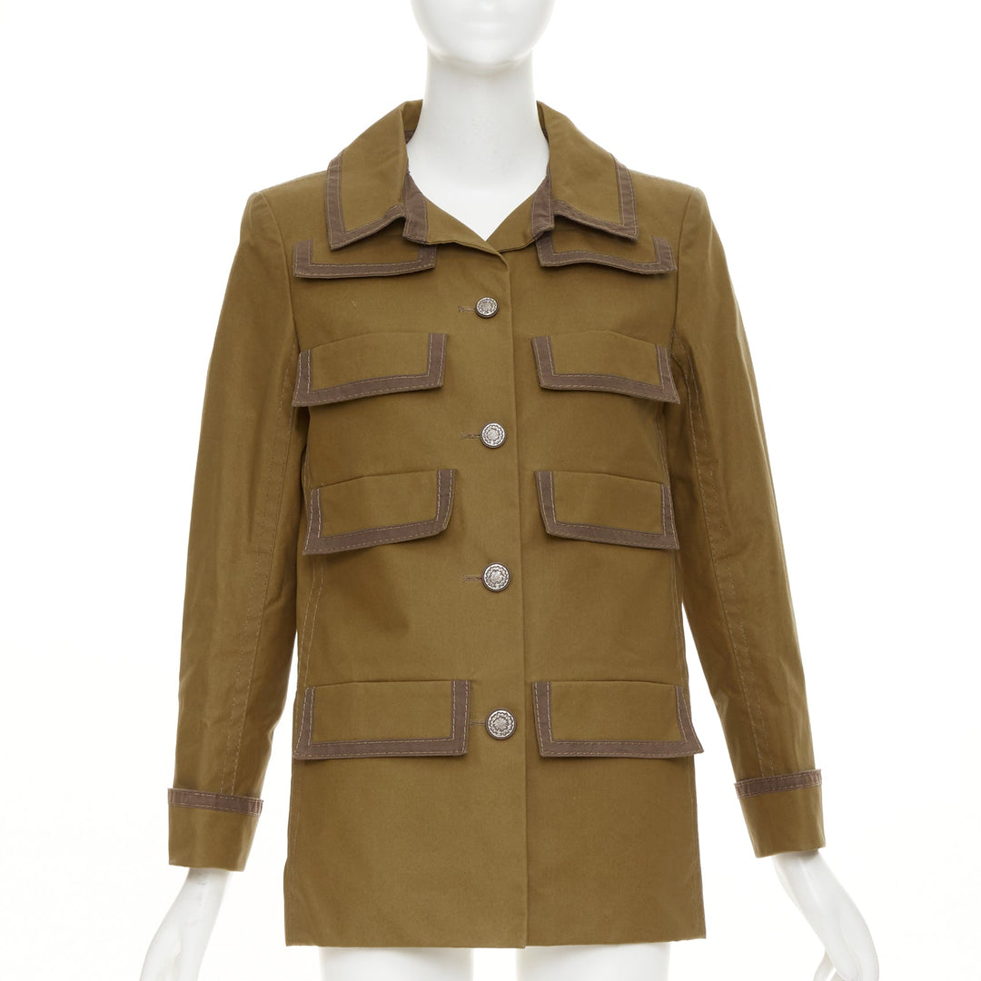 CHANEL 20C Runway multipocket bronze cotton safari jacket FR42 L