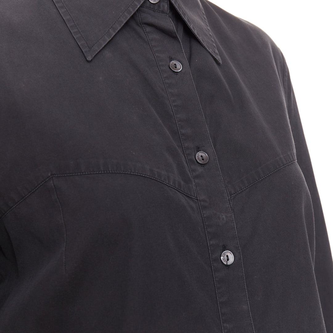 GUCCI Tom Ford charcoal grey cotton bust seam western style shirt IT42 XL