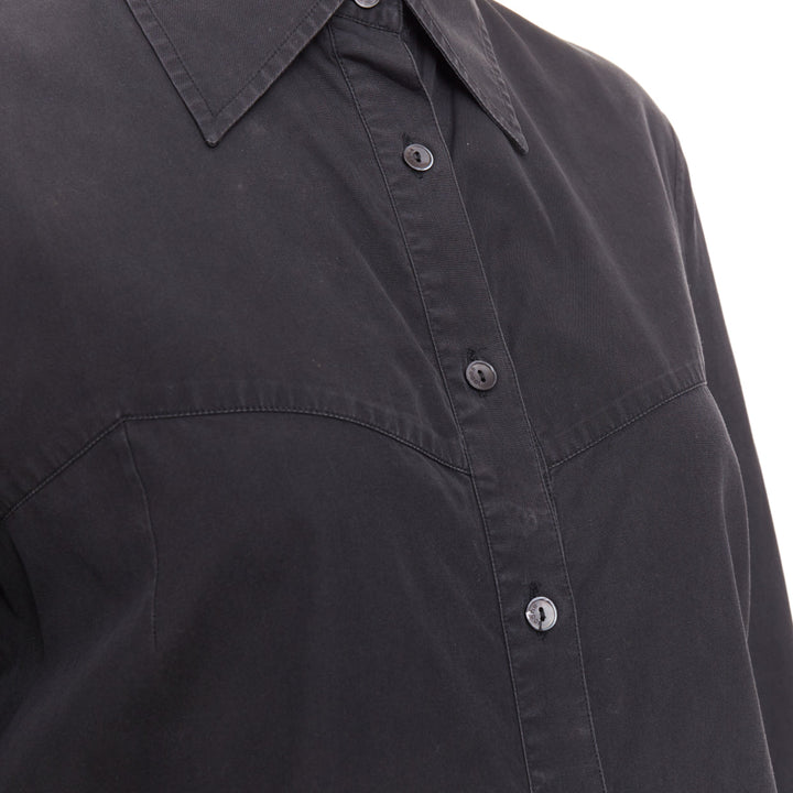 GUCCI Tom Ford charcoal grey cotton bust seam western style shirt IT42 XL