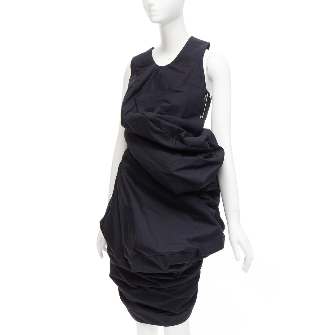 runway COMME DES GARCONS 1997 Lumps Bumps black circle cut asymmetric dress S