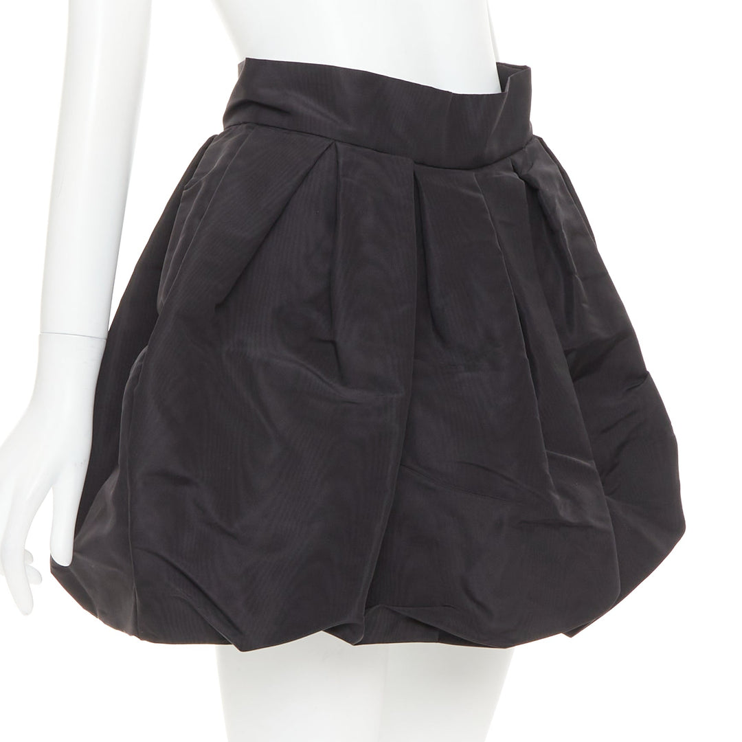 ALEXANDRE VAUTHIER black taffeta silk pleated high waist short bubble skirt