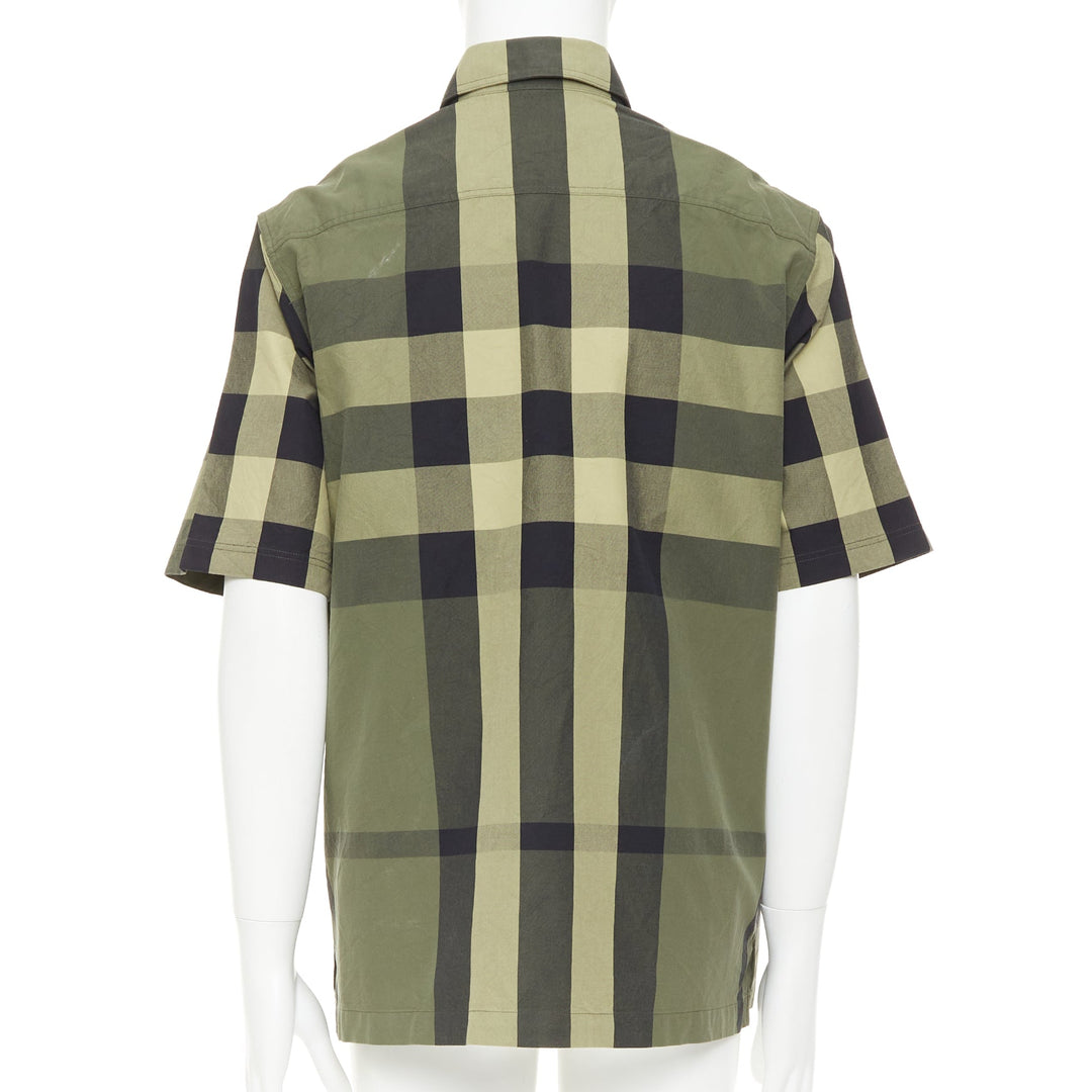 BURBERRY Travis military green black oversized vintage House Check boxy shirt M