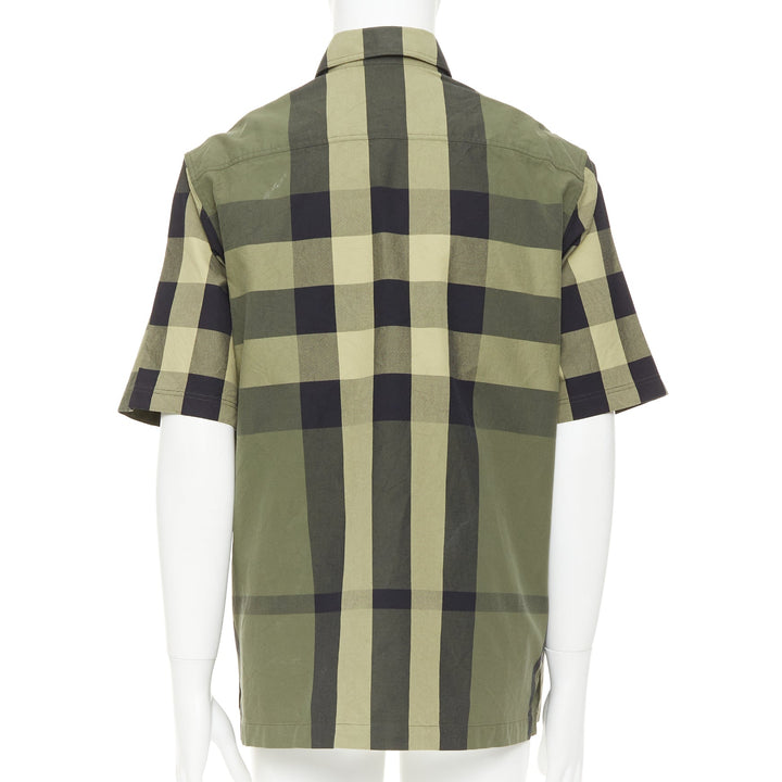 BURBERRY Travis military green black oversized vintage House Check boxy shirt M