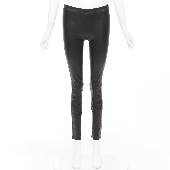 J BRAND black lambskin leather panelled legging pants S