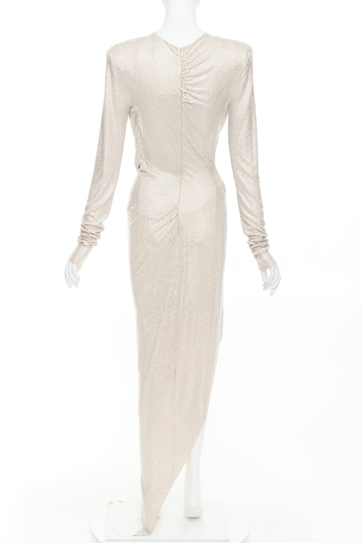 ALEXANDRE VAUTHIER Bridal ivory diamond strass crystal asymmetric draped dress