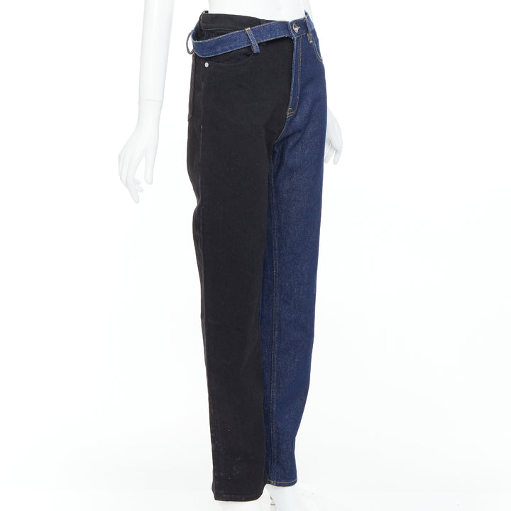 MAISON MARGIELA Two Tone side belt blue black bicolor pants FR36 S