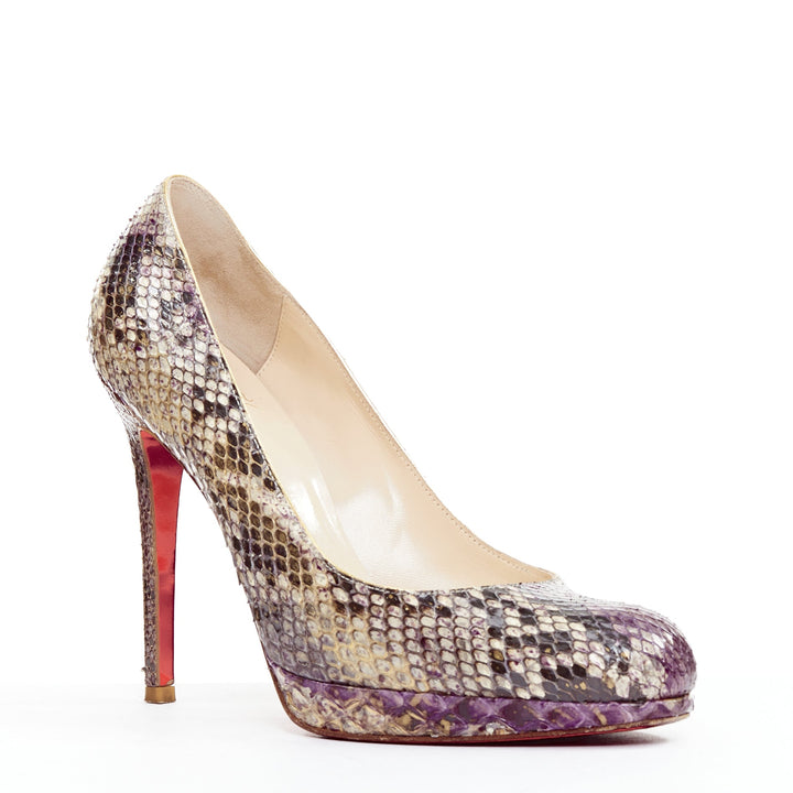 CHRISTIAN LOUBOUTIN New Simple Pump 120 Python purple platform heels EU37.5