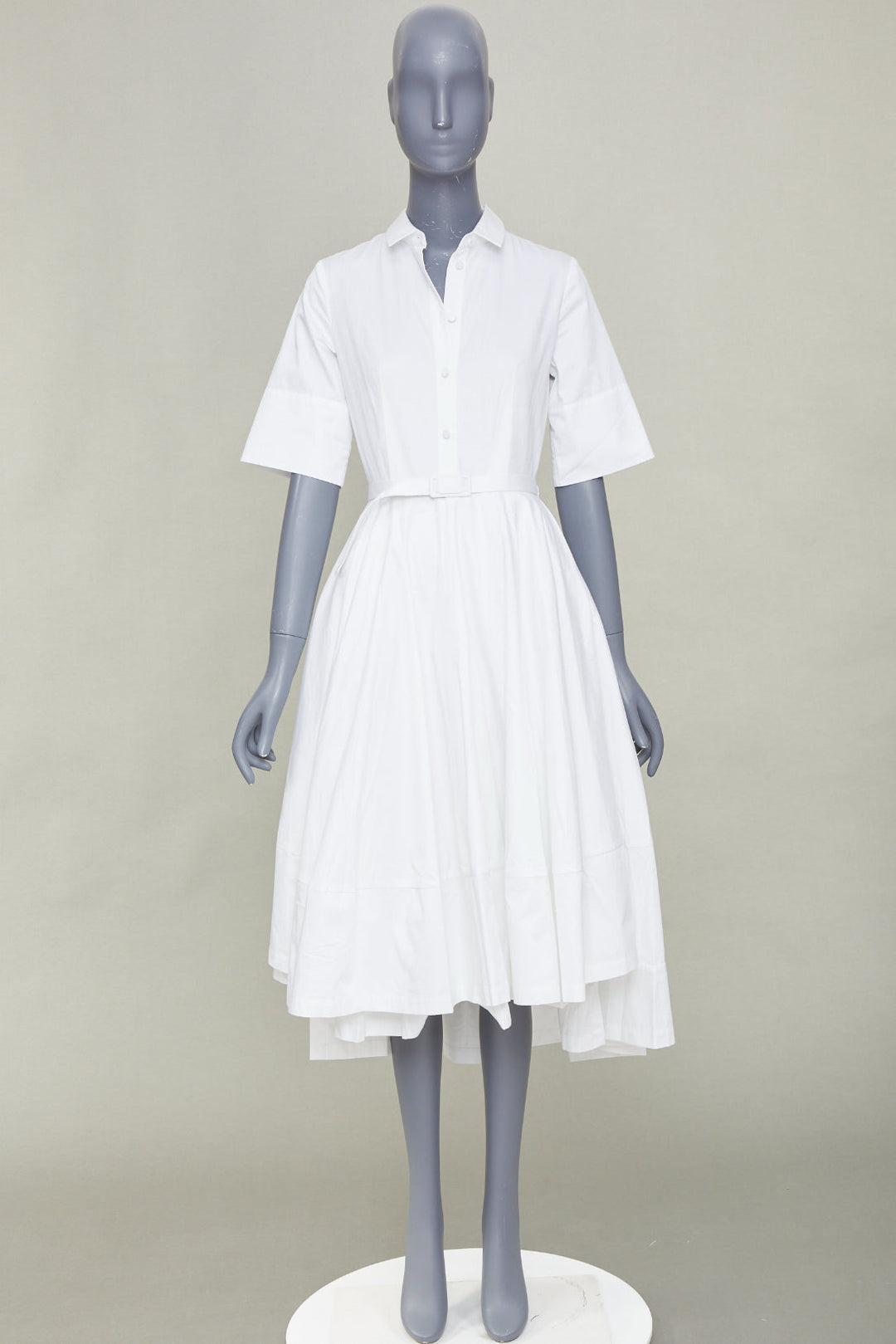 CO COLLECTIONS Essentials white cotton poplin belted asymmetric shirt dress XS