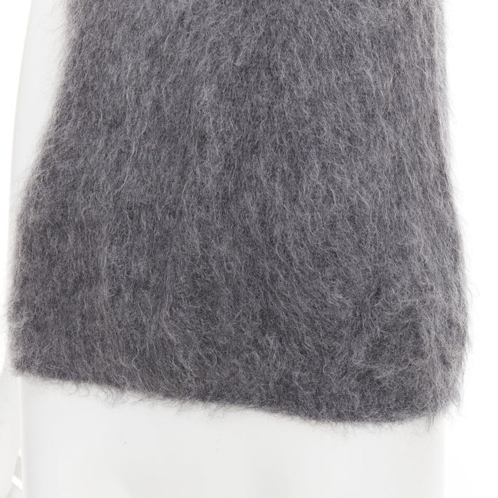 PRADA 2017 fluffy grey mohair blend strappy camisole top IT38 XS