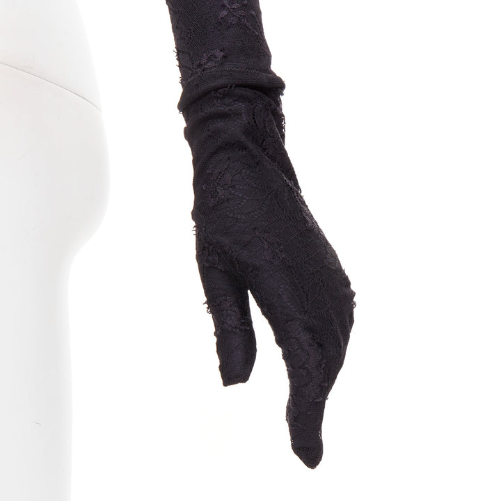 BALENCIAGA Demna 2022 black lace mock neck glove top FR34 XS Kim Kardashian