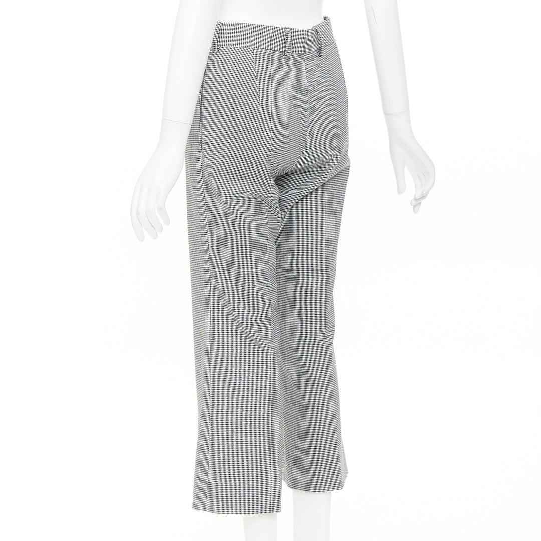 BALENCIAGA 2018 grey wool houndstooth mid waist pleated cropped pants FR36 S