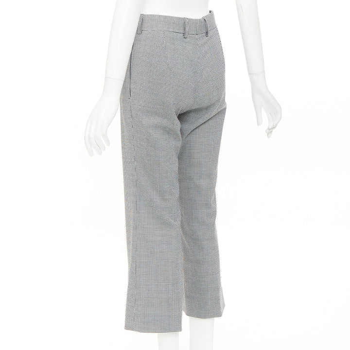 BALENCIAGA 2018 grey wool houndstooth mid waist pleated cropped pants FR36 S