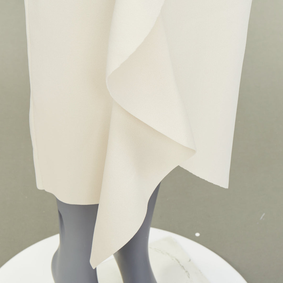 ALEXANDER MCQUEEN 2020 ivory viscose knit ruffle trim asymmetric midi skirt XS