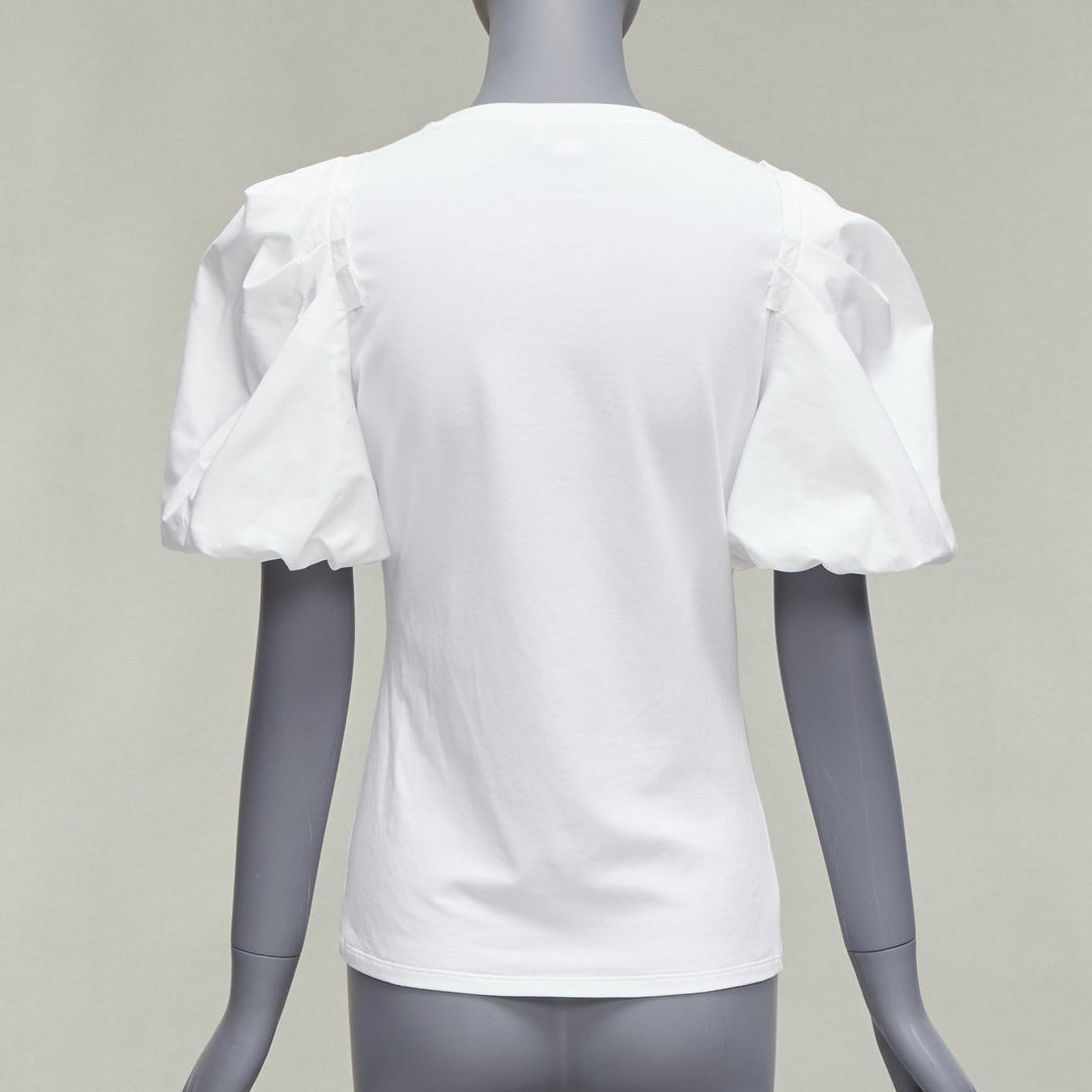 ALEXANDER MCQUEEN white cotton puff short sleeves fitted tshirt top IT38 XS