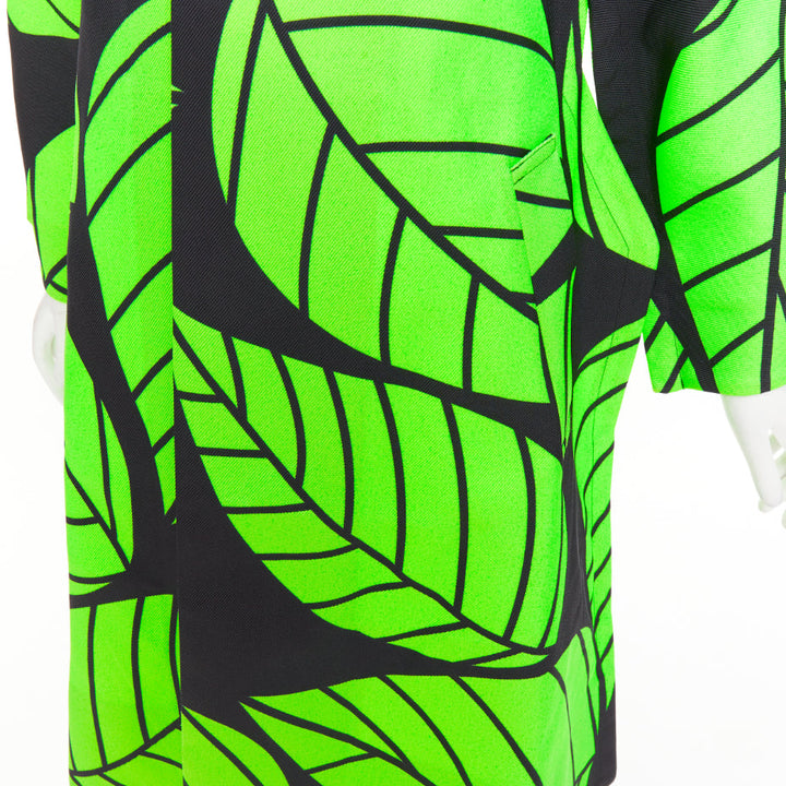 COMME DES GARCONS 2022 black green leaf 2D oversized structured canvas coat S