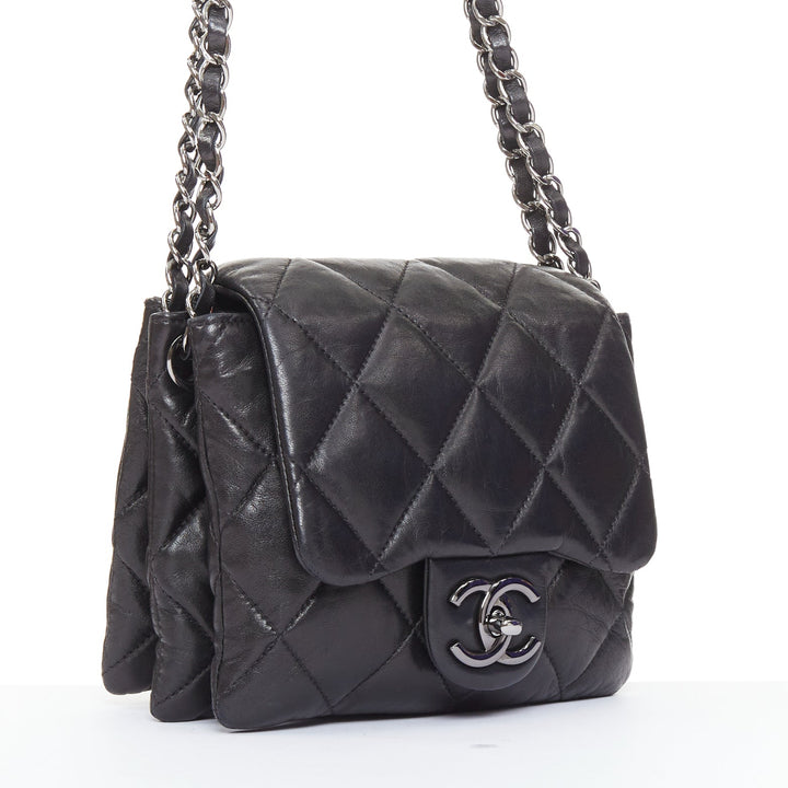 CHANEL 2010 3 Accordion Mini Flap Bag black lambskin silver CC mini bag