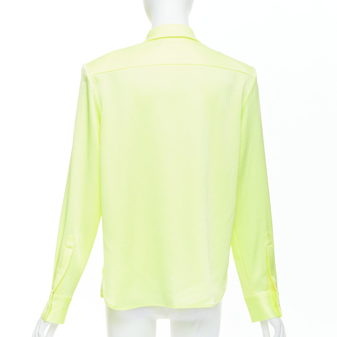 ALEX PERRY neon yellow padded shoulder button down overshirt UK8 S