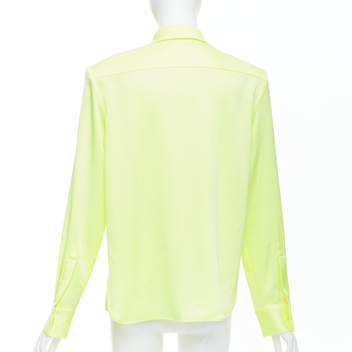 ALEX PERRY neon yellow padded shoulder button down overshirt UK8 S