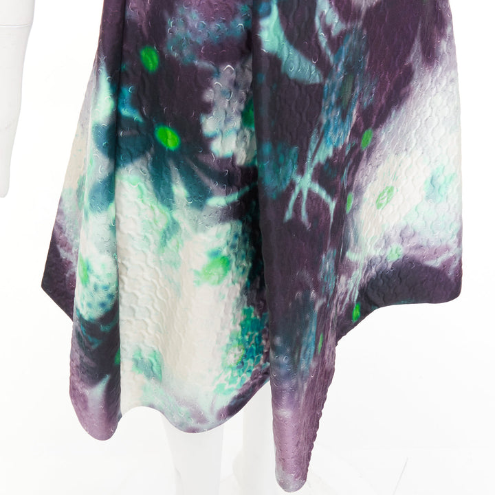 PRADA 2018 purple abstract graphic floral matelasse jaquard midi dress IT40 S