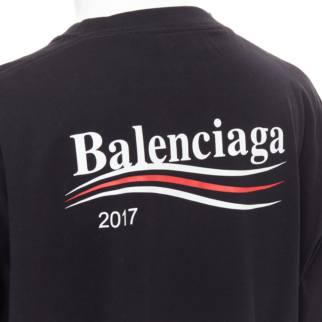 BALENCIAGA Demna 2017 black Polical Campaign logo crew neck oversized tshirt S