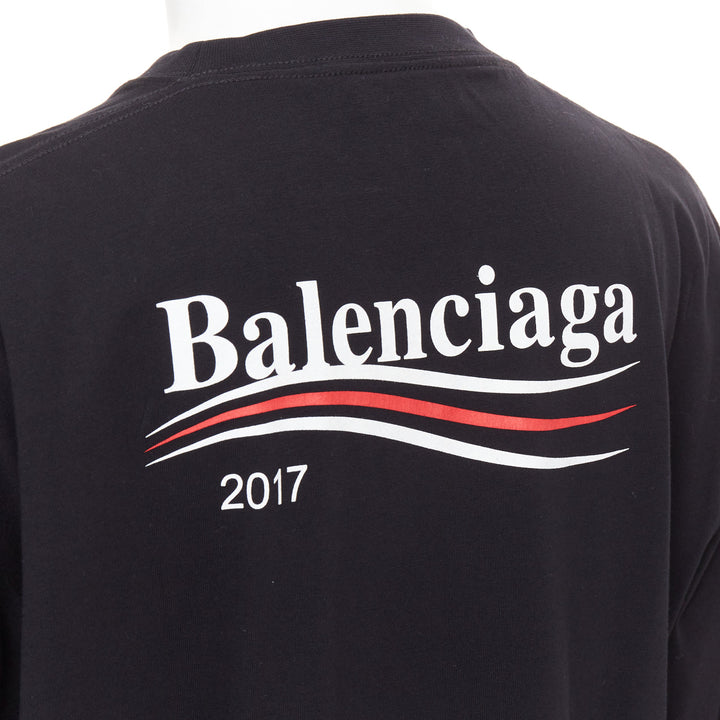 BALENCIAGA Demna 2017 black Polical Campaign logo crew neck oversized tshirt S