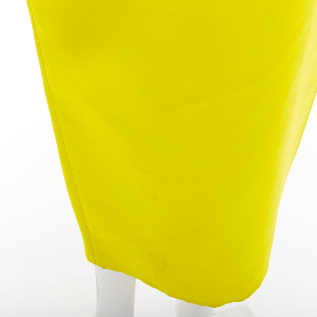 rare PRADA 2022 Runway yellow duchess silk open back cinched belted dress IT40 S