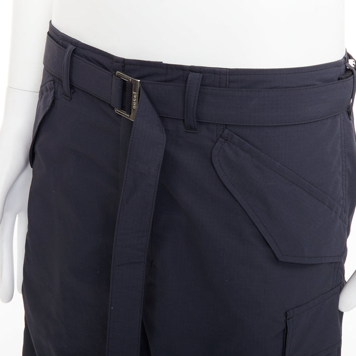 SACAI 2024 black nylon belted pocketed strapped cargo pocket pants JP2 M