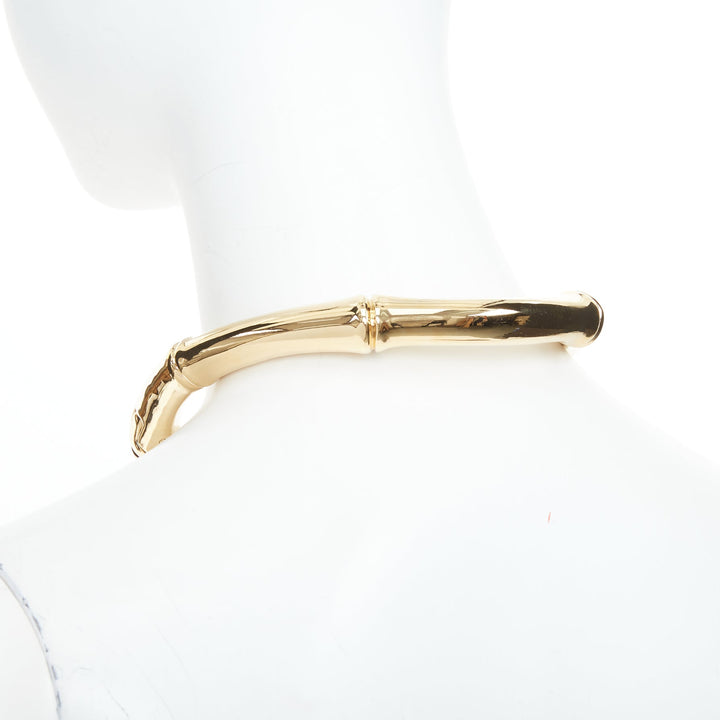GUCCI 2025 Runway Ancora bamboo motif yellow gold tone brass choker necklace