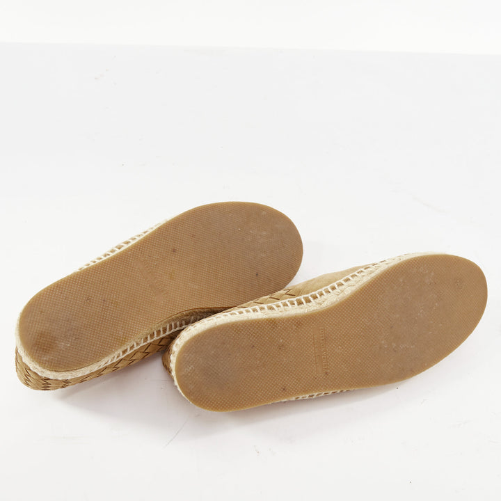 BOTTEGA VENETA 2019 Intrecciato tan brown suede slip on espadrilles flats EU39