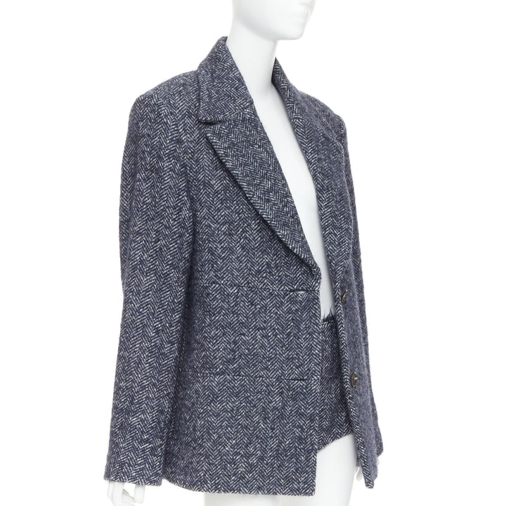 CHRISTOPHER ESBER  Luminary navy herringbone oversized blazer shorts set UK8