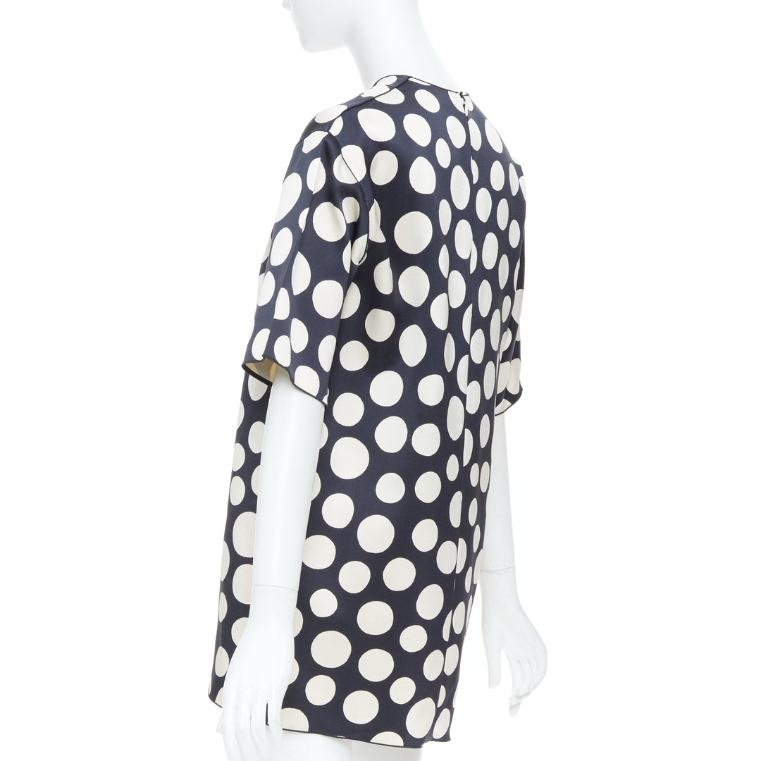 CELINE 2013 Runway Phoebe Philo polka dot silk wool oversized tunic top FR34 XS