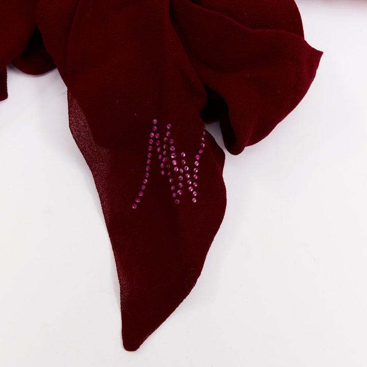 MATTHEW WILLIAMSON pink laser cut calf hair crystal silk wristlet clutch bag