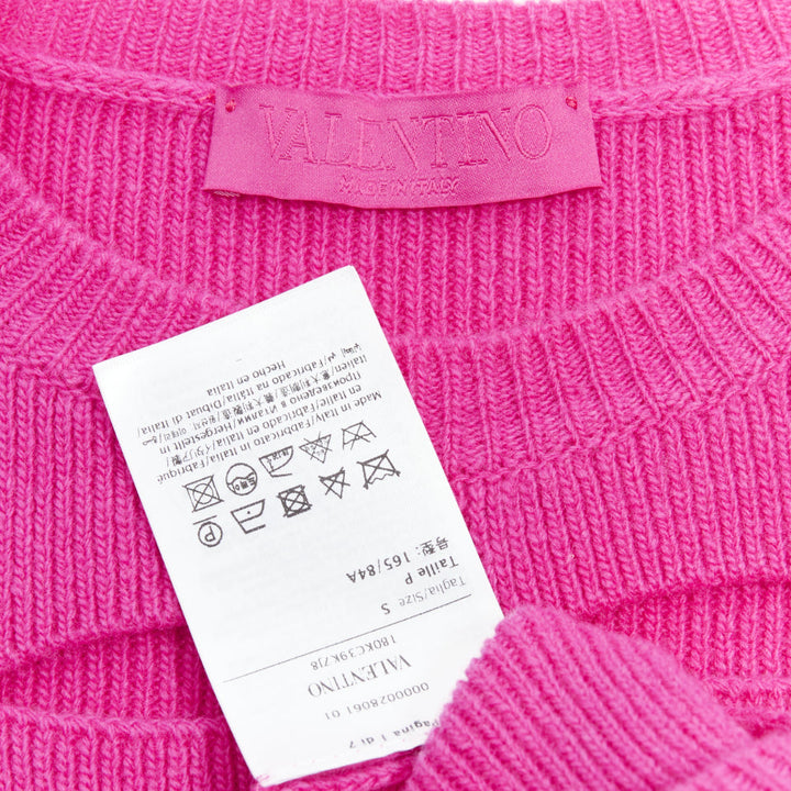 VALENTINO 2022 Pier Paolo Piccioli pink virgin wool cut out crop sweater S