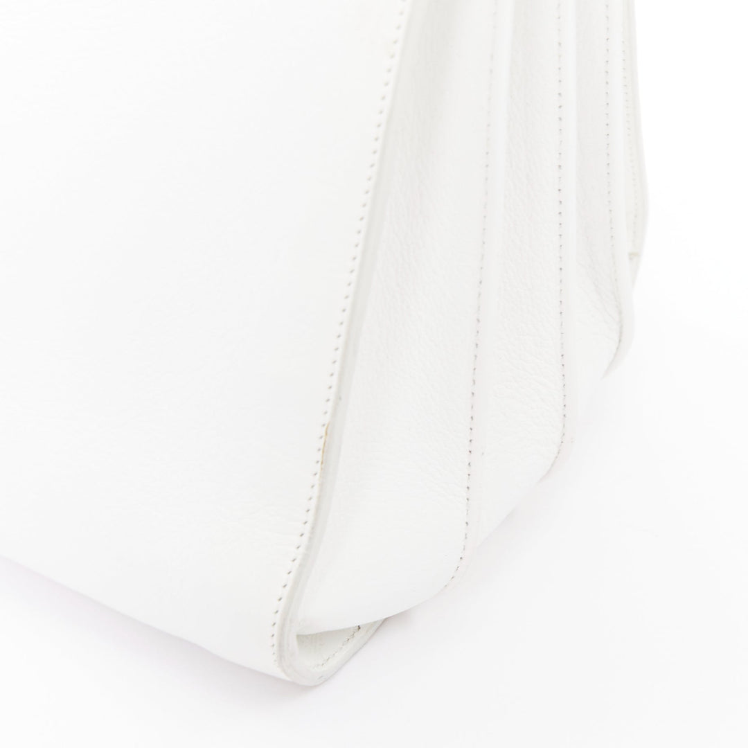 SAINT LAURENT Sac du Jour Small white grained leather executive tote bag