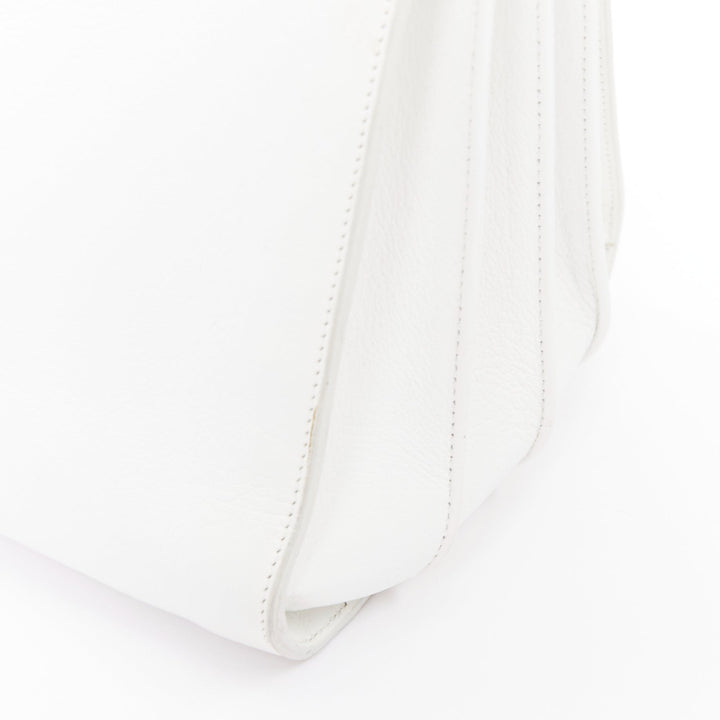 SAINT LAURENT Sac du Jour Small white grained leather executive tote bag