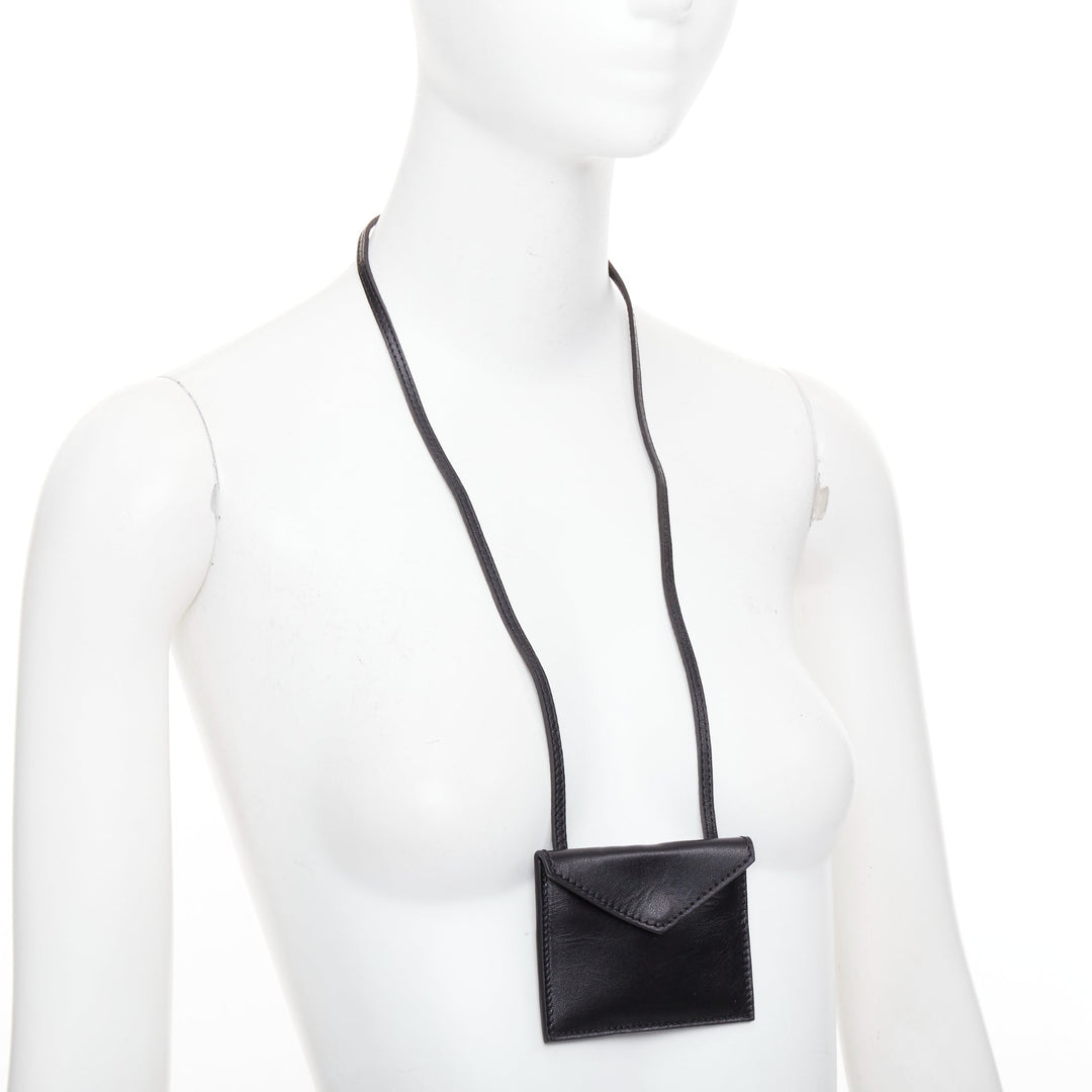 GIAMBATTISTA VALLI black leather mini envelop pouch necklace